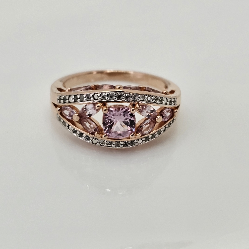 Natural Color Shift Garnet Ring 18K Rose Gold Vermeil Size 7.5! - Picture 6 of 8